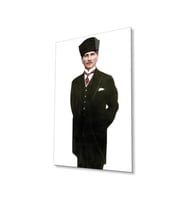 Atatürk Cam Tablo 4mm Dayanıklı Temperli Cam, Atatürk Glass Wall Art (Çok Renkli)