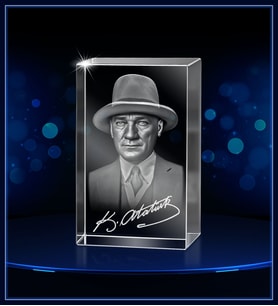 3d Kristal Atatürk 23 (Gerçek 3 Boyutlu Görüntü)