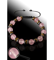 Sertifikalı Mat Rose Hematit - Pembe Kuvars Taşı Bileklik - Ayarlamalı (Çok Renkli)