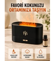 Alev Efektli Aroma Difüzörü Uçucu Yağ Destekli USB Hava Nemlendirici