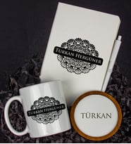 Kişiye Özel Defter Kalem Kupa Ve Bardak Altlığı Hediye Seti 103716 (Model 1)