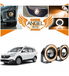Dacia Lodgy Uyumlu, Universal Mercekli Led Angel Sis Farı, 76mm Turuncu Renk