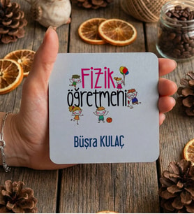 Kişiye Özel Fizik Öğretmeni Bardak Altlığı Öğretmenler Günü Hediyesi (Beyaz)