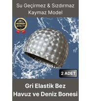 Premium Su Geçirmez Sızdırmaz Kaymaz Kaliteli Yüzücü Şapka Elastik Bez 2'li Deniz Havuz Yüzme Bonesi