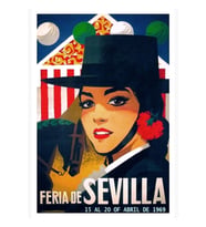Ispanya 1969 Sevilla Nisan Fuarı Poster Tablo Ahşap Poster Dekoratif