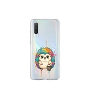Xiaomi Mi 9 Lite ile Uyumlu Splash Kirpi Tasarımlı Şeffaf Silikon Kılıf