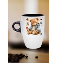 Yeni Yıl Oyuncak Ayı Teddy Bear Baskılı Kupa Bardak Porselen Latte Filtre Kahve Fincanı