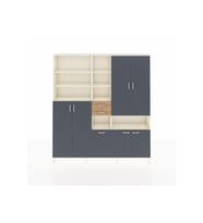 Arges Dolap 17 Raflı 2 Çekmeceli 7 Kapaklı 220x30x243 Aytaşı-Antrasit/Çam