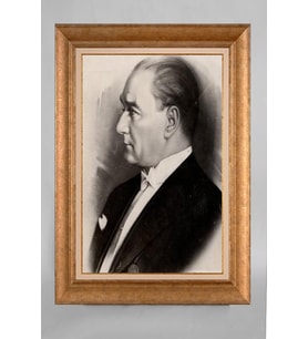 Çerçeveli Paspartulu Atatürk Tablo a361 (Gold)