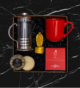 French Press, Kahve , Mum, Çay Fincanı, Biblo Hediye Kutusu 