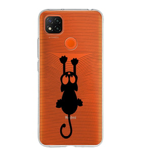 Xiaomi Redmi 9C Uyumlu Kapak Çizgi Kedi Tasarımlı Şeffaf Silikon Kılıf