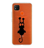 Xiaomi Redmi 9C Uyumlu Kapak Çizgi Kedi Tasarımlı Şeffaf Silikon Kılıf