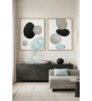 Modern Minimalist 2'li Ahşap Çerçeveli Tablo Seti