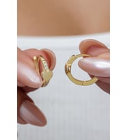 925 Ayar Gümüş Gold Kaplama Kalp Detaylı 15 mm Halka Küpe