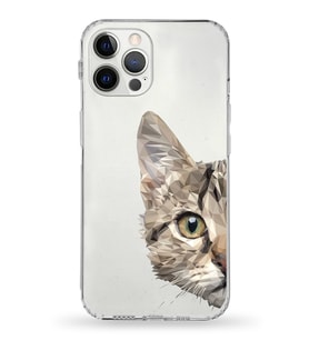 Apple iPhone 12 Pro Max Uyumlu Kamera Korumalı Tıpalı Kapak Catface Tasarımlı Silikon Şeffaf Kılıf