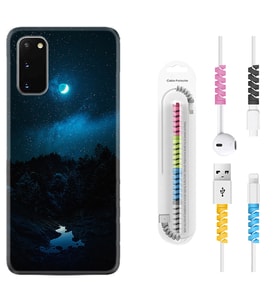 Samsung A02S A03S A10 A12 A13 A21S A22 Kılıf Kablo Koruma Spiral Silikon Gece 1633