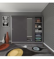 Kenzlife gardırop sürgülü kapaklı kapılı 200 papatya gri aynalı gardolap dolap (Karışık)