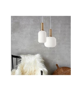 Mylights Modern Gold Opal Mat Beyaz İkili Sarkıt Avize – E27 Cam"