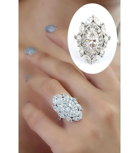 Sky Diamond Taşlı 925ayar Gümüş Mekik Yüzük