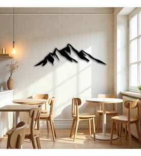 Şık Metal Tablo Dağ Silüeti (Dark Mountain) Metal Duvar Tablosu Doğal