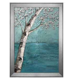 Soyut Ağaç Motifli Kanvas Tablo 50 x 70 cm Silver Çerçeve
