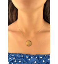 14 Ayar Altın Nazarlık Kolye Ayetel Kürsi Yazılı Kolye 26 mm (Sarı)