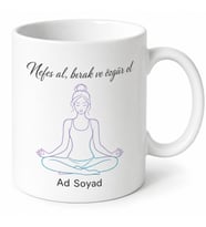 İsme Özel Yoga Arkadaşım Yazılı Baskılı Porselen Kupa Bardak Hediye