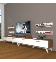 Decoraktiv Ekoflex 360R Slm Retro Tv Ünitesi Tv Sehpası - Ceviz Beyaz (Beyaz - Kahverengi)
