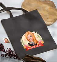 BK Gift Kişiye Özel Anneler Günü Karikatürlü Antrasit  Kumaş Bez Çanta, Baskılı Omuz Çantası, Alışveriş Çantası, Anneye Hediye-6