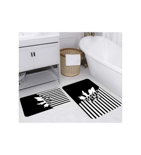 Rovigo Home Dijital Baskılı 2'li Banyo paspas Takımı RVG5255 (Siyah)