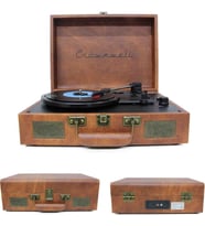 Ahşap Nostaljik Pikap Müzik Çalar Bluetooth & Hoparlörlü Gramofon 33/45/78 Devir Taş ve Plastik Plak Çalar