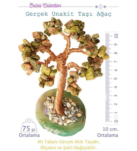 Sertifikalı Gerçek Unakit Taşı Ağaç - Akik Plakalı (Çok Renkli)