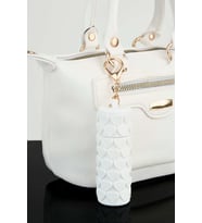 Kalp Desenli Beyaz Ruj Lip Gloss Kılıfı 3D Baskı Charm Çanta Aksesuarı Anahtarlık