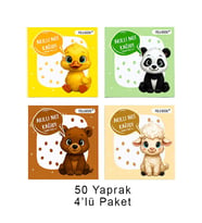 Hayvanlı Mini Akıllı Not Kağıdı 50 Yaprak Yapışkansız Post-it 4'Lü