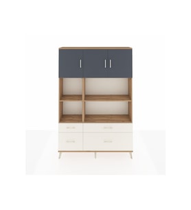 Arges Dolap 8 Raflı 4 Çekmeceli 3 Kapaklı 132x30x195 Çam-Antrasit/Aytaşı
