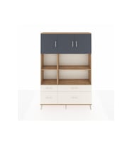 Arges Dolap 8 Raflı 4 Çekmeceli 3 Kapaklı 132x30x195 Çam-Antrasit/Aytaşı