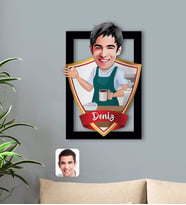 BK Gift Kişiye Özel İsimli Barista Karikatürlü 3D Ahşap Tablo-1
