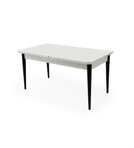 Ortadan Açılır Büyüyen Yemek Masası Beyaz 60x100cm Beyaz - Siyah Ayaklı