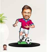 Kişiye Özel Bordo Mavili Futbolcu Temalı Karikatür Ahşap Biblo