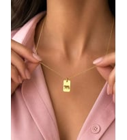 Kişiye Özel Minimalist Kaplan Figürlü Plaka Kolye 925K Gümüş (Gold)