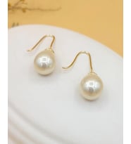 Ekru Uzun Damla Gold Küpe