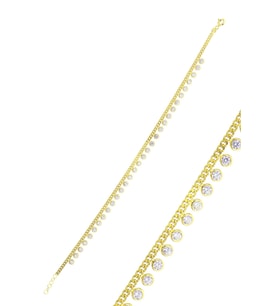 Gümüş altın yaldızlı zirkon taşlı gurmet zincirli halhal SGTL10533GOLD