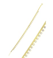 Gümüş altın yaldızlı zirkon taşlı gurmet zincirli halhal SGTL10533GOLD