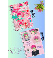 Saiki kusuo defter seti 2 adet A4 boyutu 21*30 çizgili + kareli 60 syf