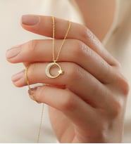 Saklı Takı 925 Ayar Gold Ay Yıldız Gümüş Kolye