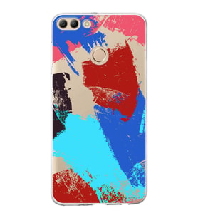 Huawei Y9 2018 Uyumlu Kapak Brush Stroke Tasarımlı Şeffaf Silikon Kılıf