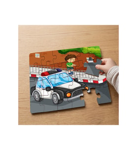 Polis Arabası Tasarımlı 24 Parça Ahşap Çocuk Puzzle MPK0125