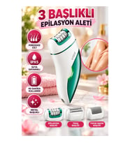 VGR 3'ü 1 Arada Epilatör – Metal Başlıklı, IPX5 Suya Dayanıklı, 90 Dakika Kullanım