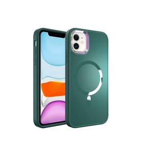 Apple iPhone 12 Uyumlu Kılıf M-safe Wireless Şarj Özellikli Zore Stil Kapak (Koyu Yeşil)