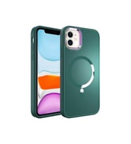Apple iPhone 12 Uyumlu Kılıf M-safe Wireless Şarj Özellikli Zore Stil Kapak (Koyu Yeşil)